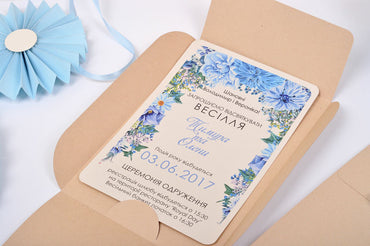 свадебные приглашения с голубыми цветами приглашения на свадьбу синими цветами