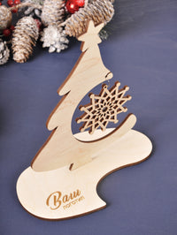 Дерев'яна новорічна ялинка з логотипом 130203