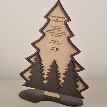 Дерев'яна новорічна ялинка з логотипом 130307