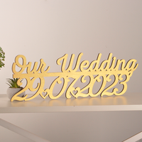 Дерев'яний напис "Our wedding" з датою весілля W0099
